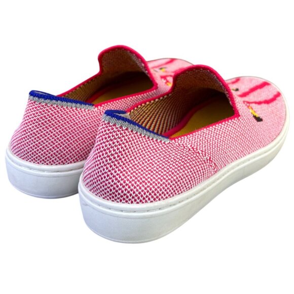 Rothys Slip On Shoes Girls Size 3 Sneakers  Pink Flamingo Round Toe - Picture 14 of 16